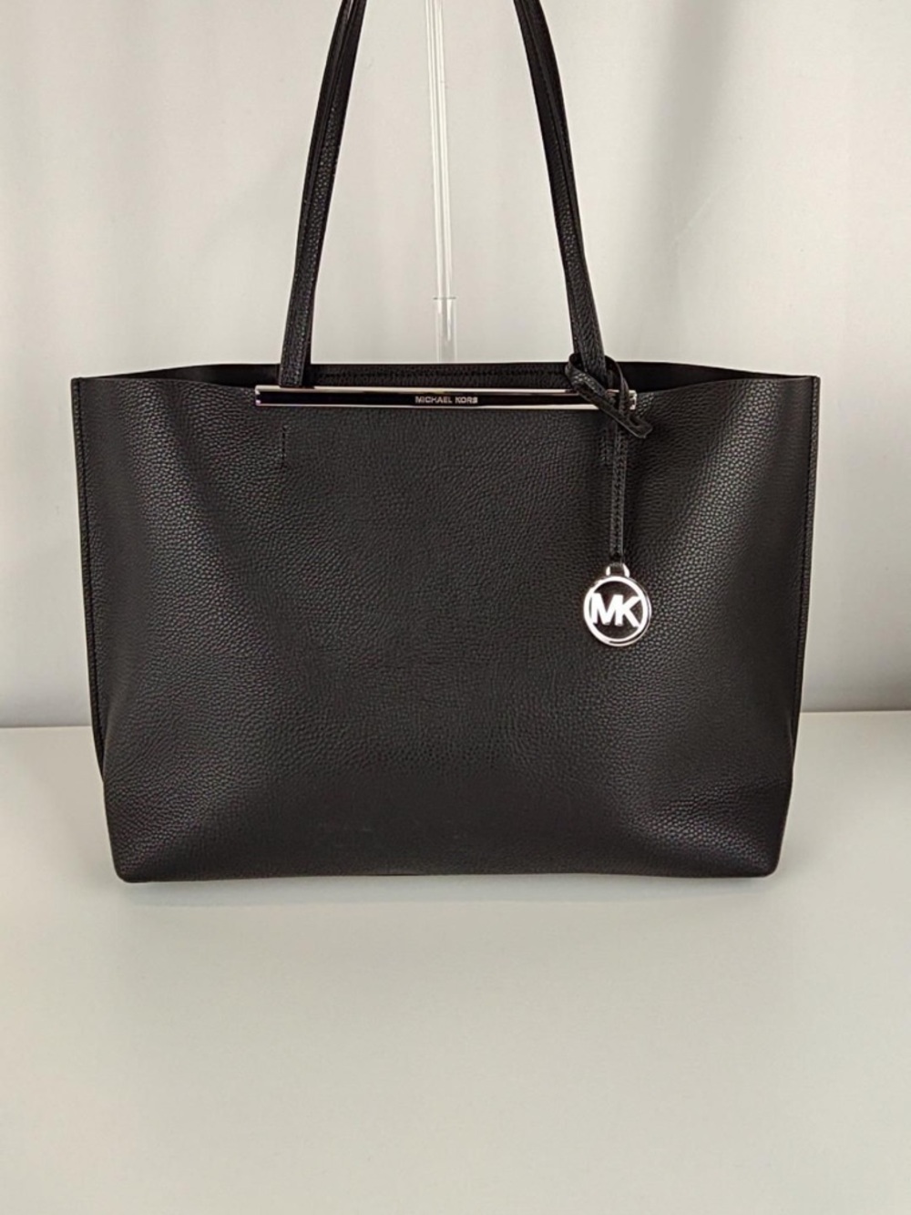Michael Kors Large Black Pebbled Leather l Tote with MK Charm: NWOT